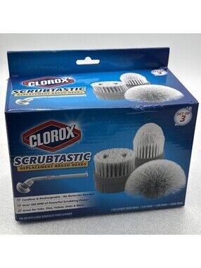 Clorox Scrubtastic Set of 3 Replacement Brush Heads Flat, Cone, Round 2017